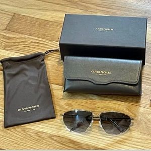 Oliver Peoples Unisex Kallen 62mm Aviator Sunglasses Silver Wire New